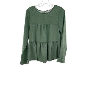 Moa Moa Women's Polka Dot Long Sleeve Top Green/White Size XS